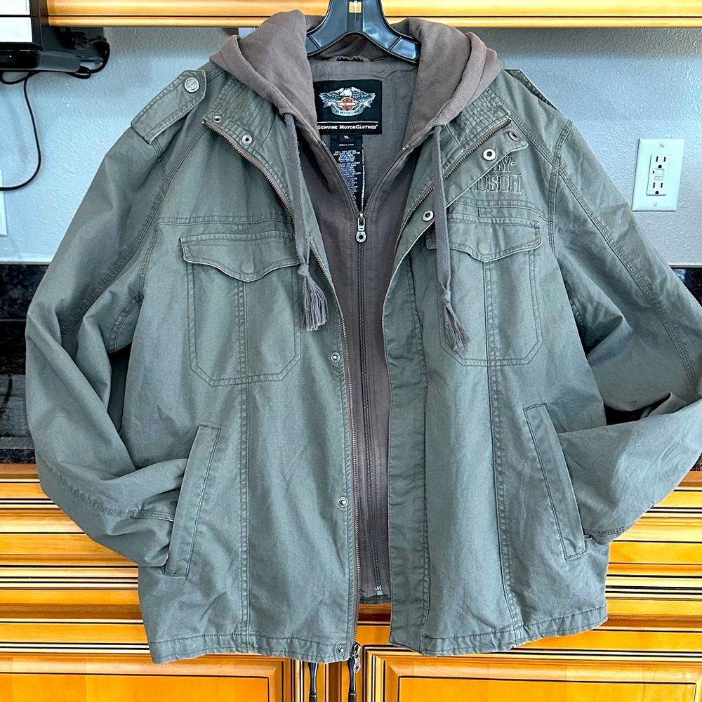 Harley Davidson jacket, riding gear, removable hoodie, biker, motorcycle